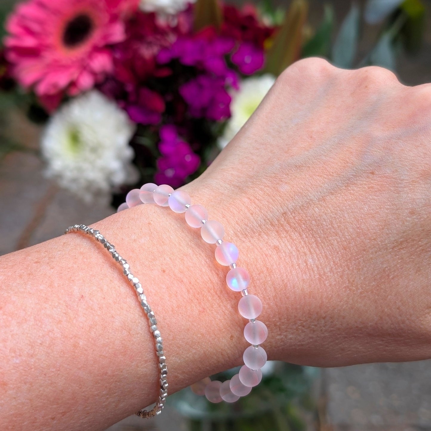 Mermaid Glass Bead Bracelet - Matte Pale Pink