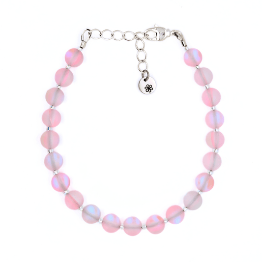 Mermaid Glass Bead Bracelet - Matte Pale Pink