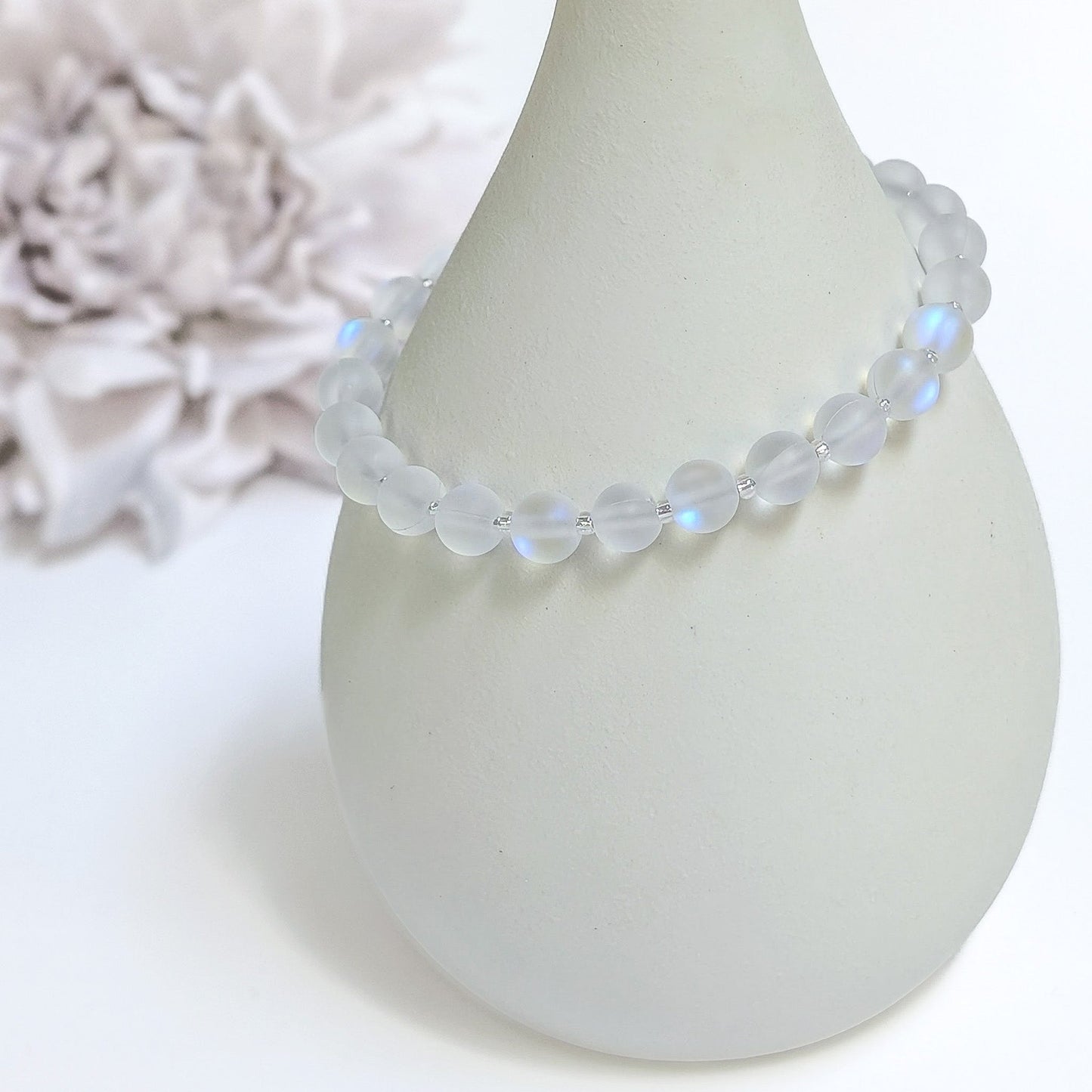 Mermaid Glass Bead Bracelet - Matte White