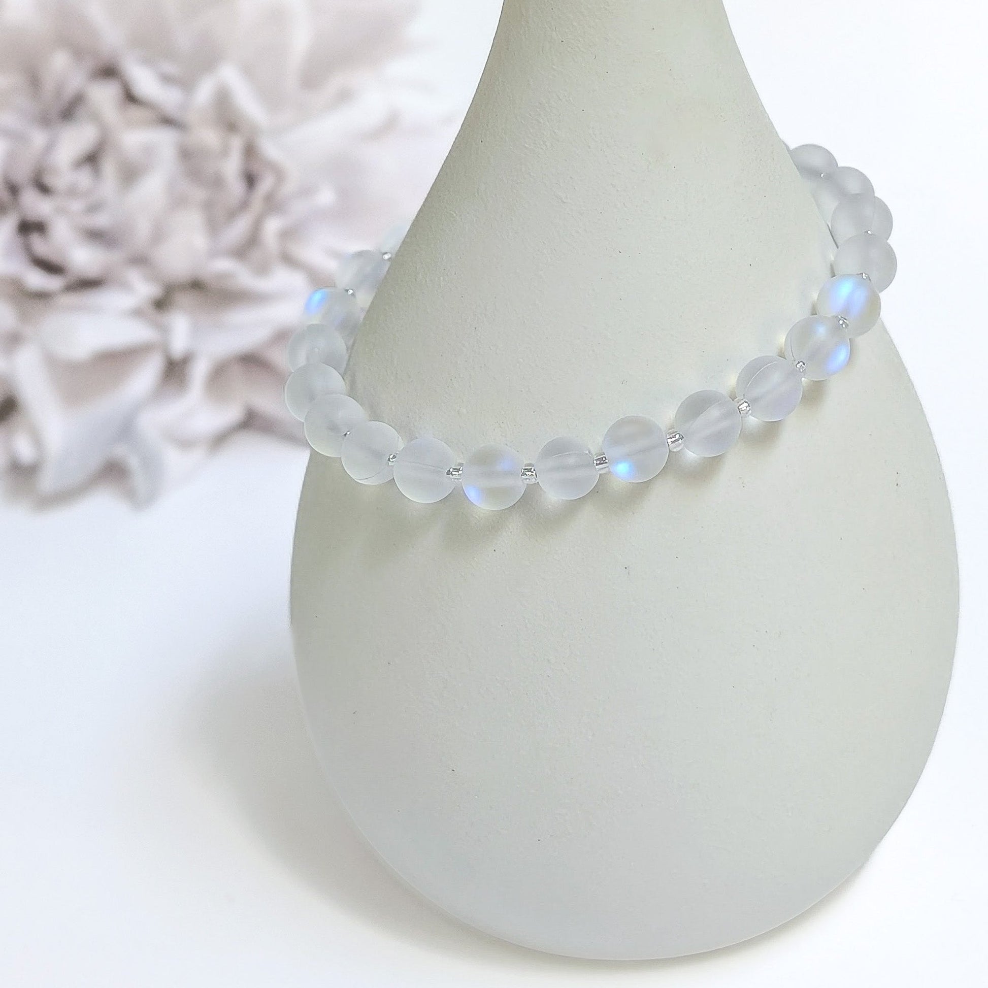 Mermaid Glass Bead Bracelet - Matte White