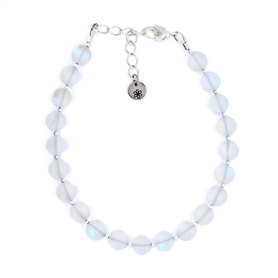 Mermaid Glass Bead Bracelet - Matte White