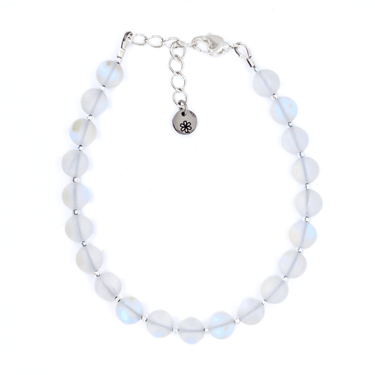 Mermaid Glass Bead Bracelet - Matte White