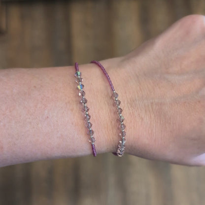 Double wrap - Bicone Crystal Bracelet - Pale Purple