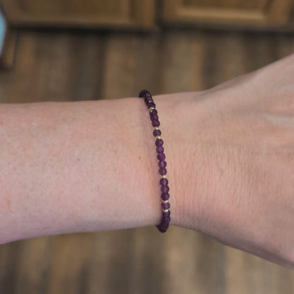 Dainty Gemstone Bracelet - Amethyst in Gold