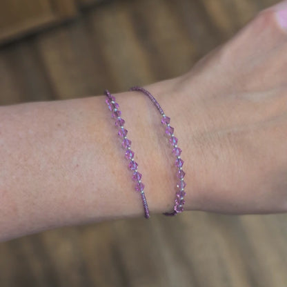 Double wrap - Bicone Crystal Bracelet - Lavender