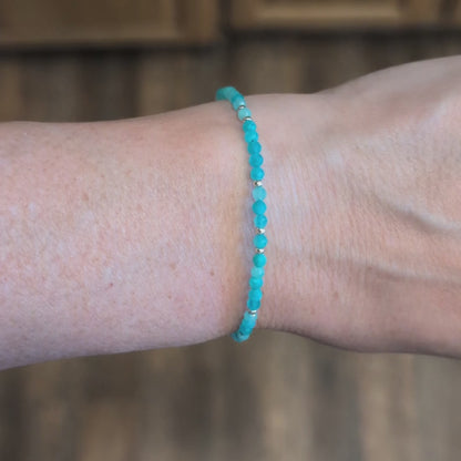 Dainty Gemstone Bracelet - Amazonite in Silver