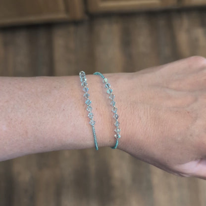 Double wrap - Bicone Crystal Bracelet - Pale Blue