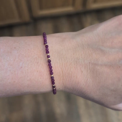 Dainty Gemstone Bracelet - Ruby in Gold