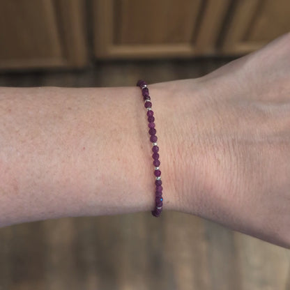Dainty Gemstone Bracelet - Ruby in Silver