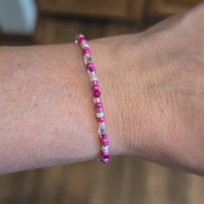 Assorted shaped glass seed beads - Pink bracelet