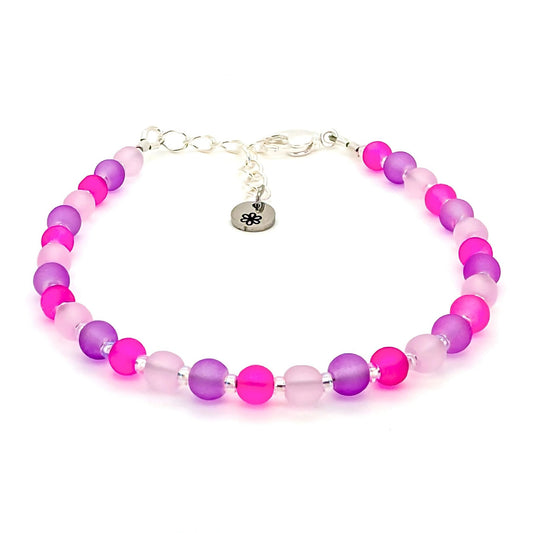 Sea Glass Bracelet - hot pink, lavender and pale pink