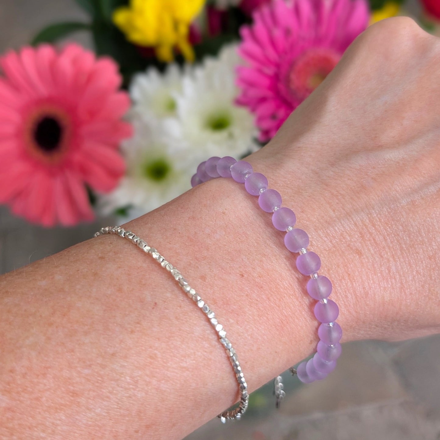 Sea Glass Bracelet - purple