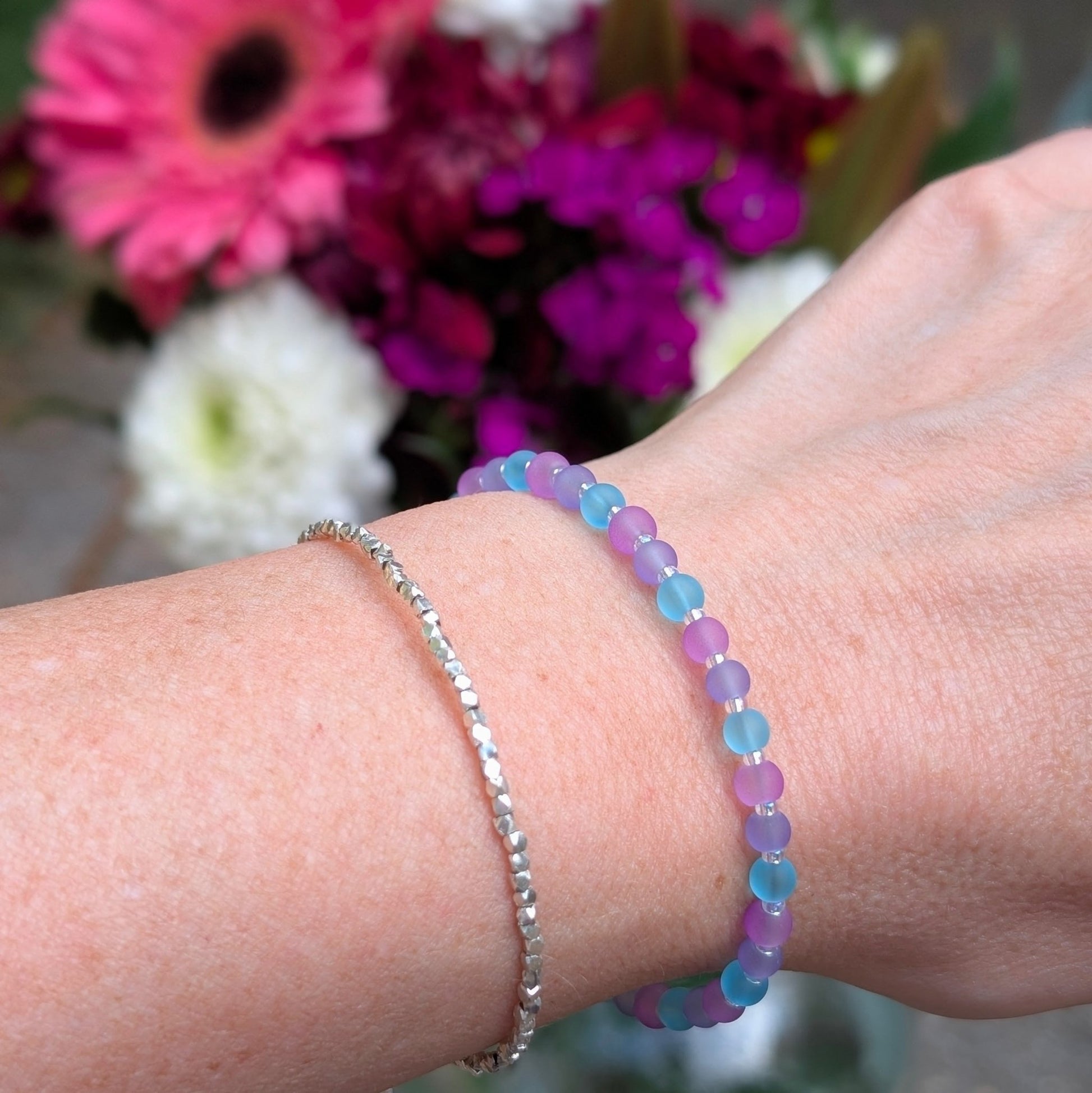 Sea Glass Bracelet - purple, lavender and blue