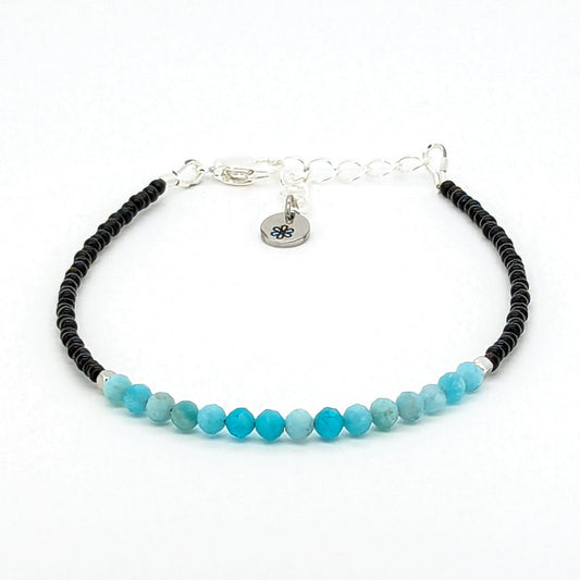 Amazonite and black glass bead handmade bracelet - creations by cherie
