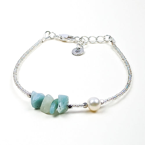 Amazonite and fresh water pearl handmade bracelet - creations by cherie