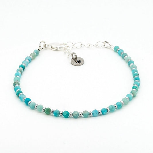 Amazonite and silver glass bead handmade bracelet - creations by cherie