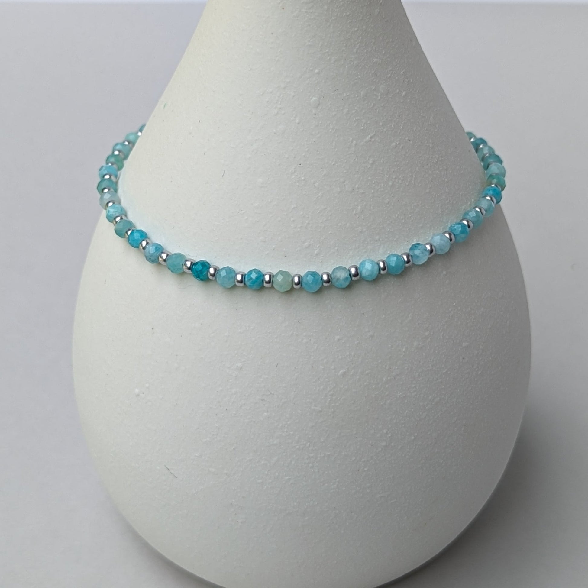 Amazonite and silver glass bead handmade bracelet - creations by cherie