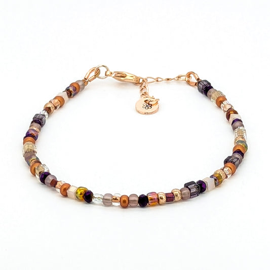 Assorted shaped glass seed beads - Copper and Purple bracelet - creations by cherie