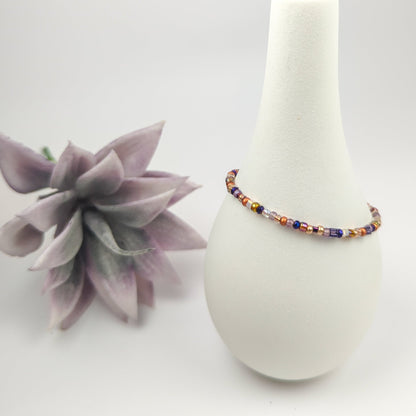 Assorted shaped glass seed beads - Copper and Purple bracelet - creations by cherie
