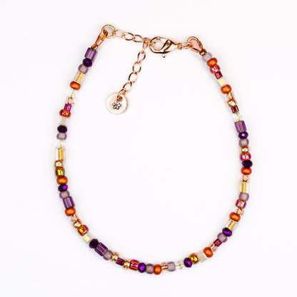 Assorted shaped glass seed beads - Copper and Purple bracelet - creations by cherie