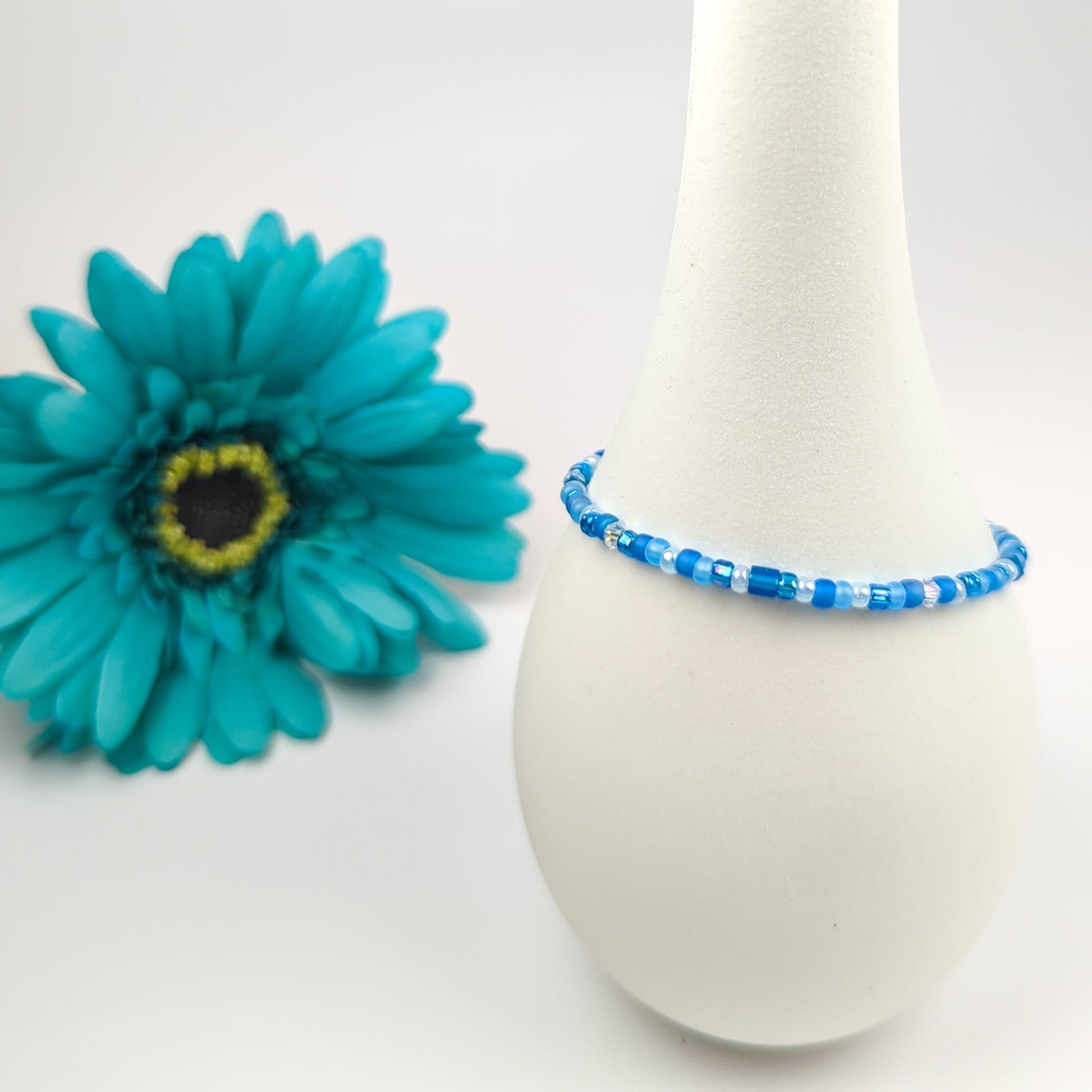 Assorted shaped glass seed beads - Light Blue bracelet - creations by cherie