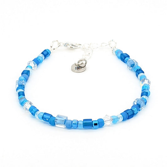 Assorted shaped glass seed beads - Light Blue bracelet - creations by cherie