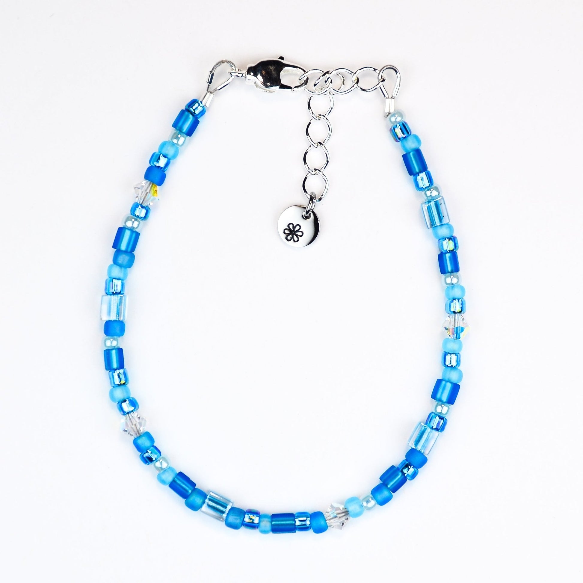 Assorted shaped glass seed beads - Light Blue bracelet - creations by cherie