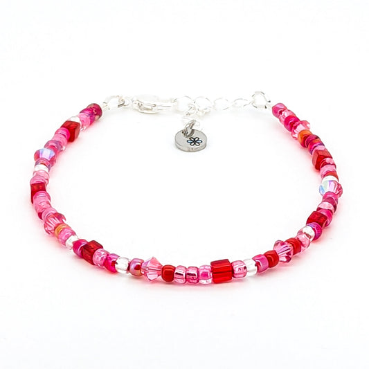 Assorted shaped glass seed beads - Red and Pink bracelet - creations by cherie