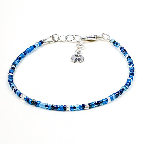 Dainty bracelet - blue and silver glass beads - creations by cherie