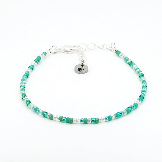 Dainty bracelet - Pale Green seed bead bracelet - creations by cherie