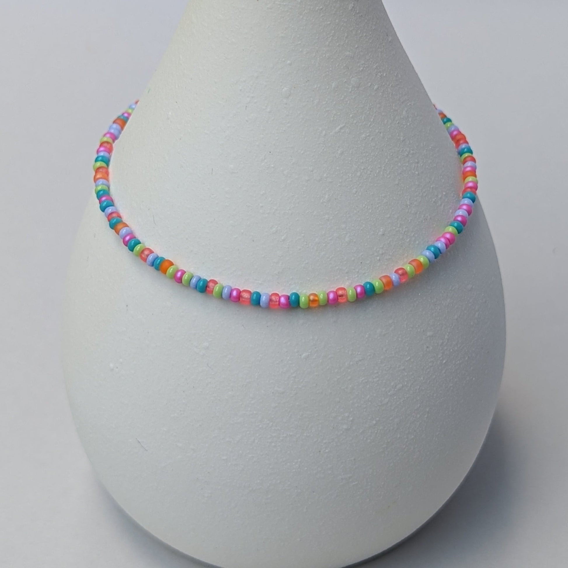 Dainty bracelet - Pink, Blue, Orange and Green seed bead bracelet - creations by cherie