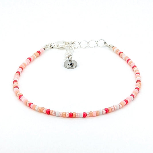 Dainty bracelet - pink, peach and white seed beads - creations by cherie