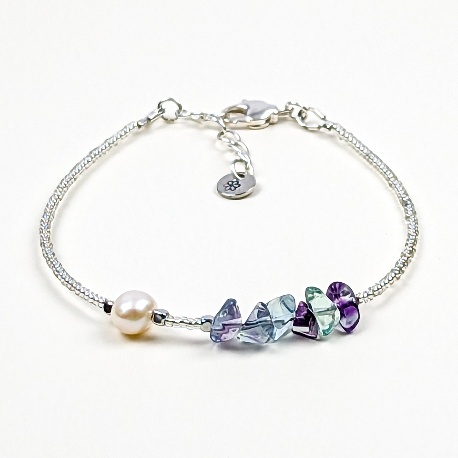 Fluorite and fresh water pearl handmade bracelet - creations by cherie