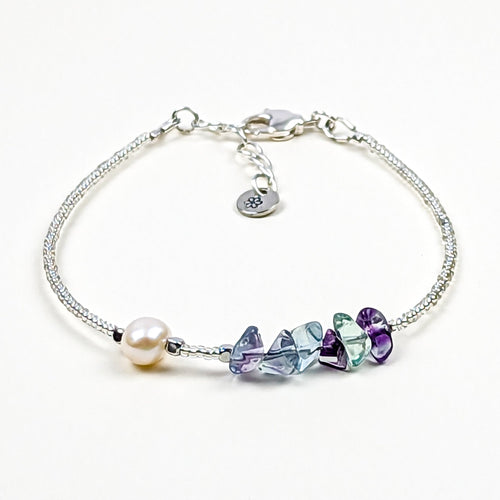 Fluorite and fresh water pearl handmade bracelet - creations by cherie