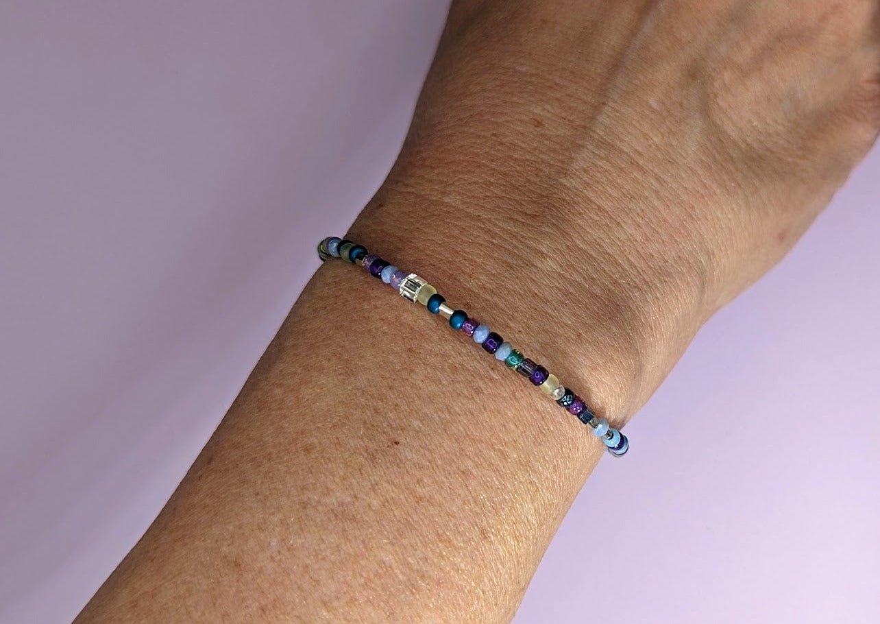 Purple, blue and teal handmade bracelet - creations by cherie